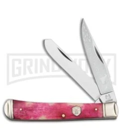 Rough Rider Stallion Trapper Red Appaloosa Bone Pocket Knife
